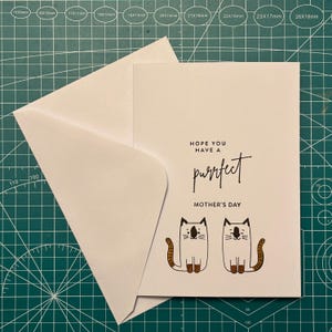 Carte de fête des mères parfaite - carte d'anniversaire de chat faite main, cadeau drôle d'amant de chat, carte de voeux mignonne