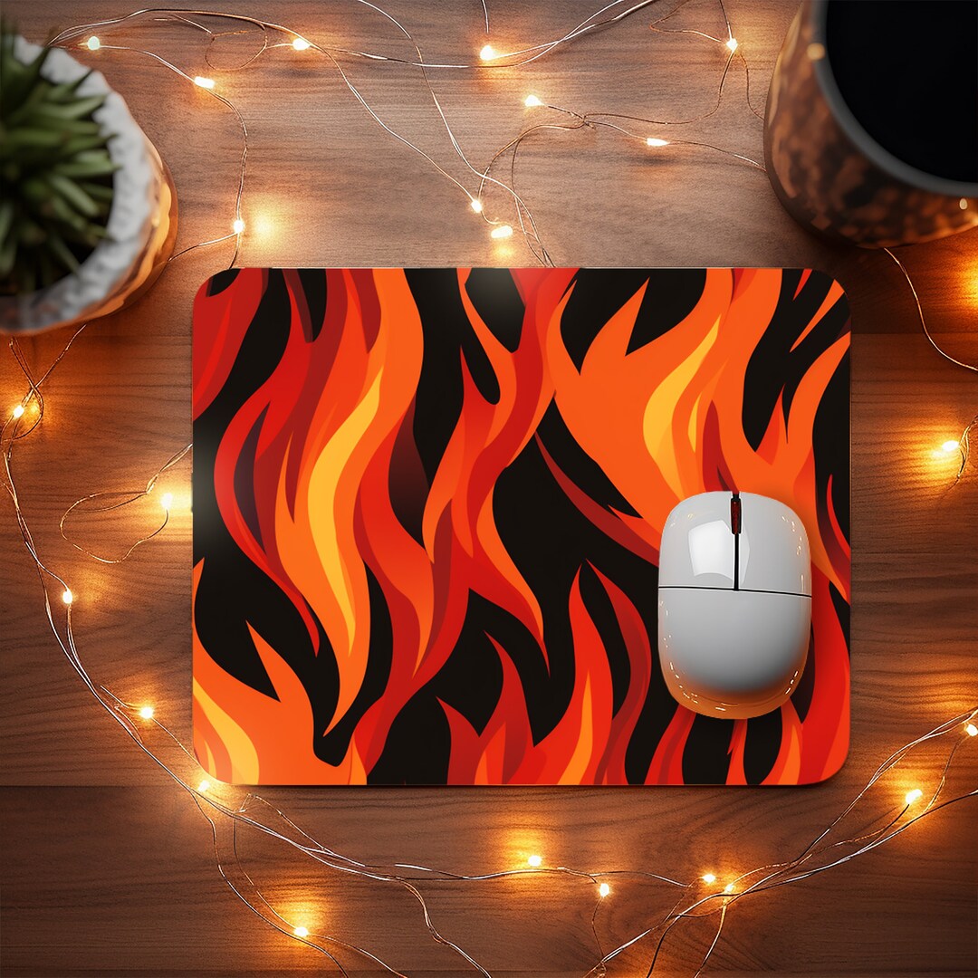 Flames Mouse Pad Fire Flames Mouse Pad Sublimation Square Etsy