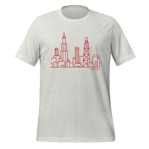 Unisex T-Shirt, Chicago Skyline Graphic Cotton Shirt