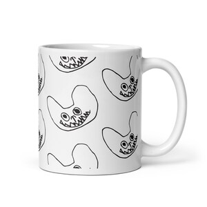 Ceramic White Glossy Mug, Doodyl Monster Graphic