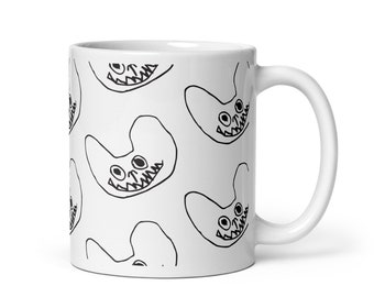 Taza de cerámica blanca brillante, gráfico Doodyl Monster