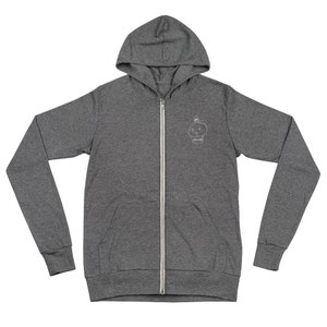 Unisex Zip Up Hoodie Lightweight Material, Skull Doodyl Bones Embroidered Graphic