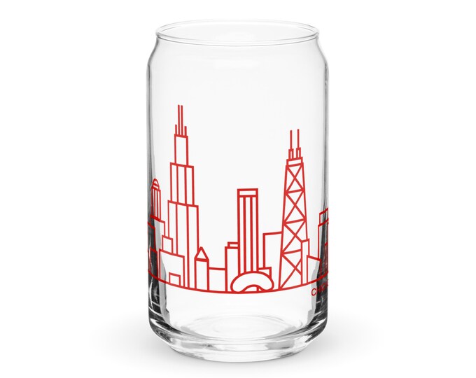 Chicago Skyline Graphic, Can-Shaped Glass