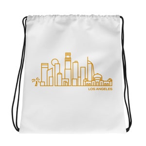Drawstring Bag, Los Angeles Skyline Graphic