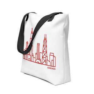 Fabric Tote Bag, Chicago Skyline Graphic