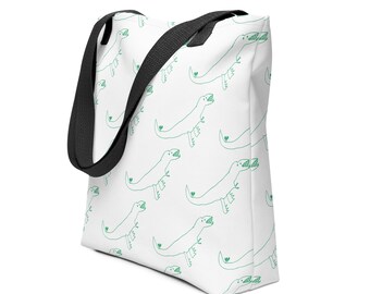 Fabric Tote Bag, Dinosaur Graphic Print Doodyl Rex