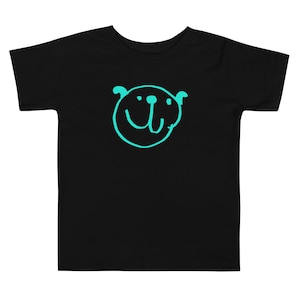 French Bulldog Micco Graphic, Toddler Short Sleeve T-Shirt Black and Teal Graphic Tee