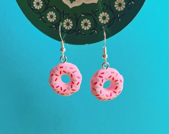 Pink Donut Earrings: Fun Food Jewelry