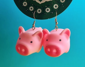 Squeaky Rubber Piggy Earrings: Fun Conversation Starters