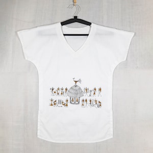 Women&#39;s Cotton Top, Hand Painted Cotton Top, White Cotton Top, Women&#39;s Cotton Blouse