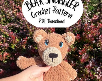 Crochet Pattern for Brinley the Bear Snuggler | Digital Download | Bear Lovey Pattern | Crochet Bear Snuggler PDF Download | Crochet Bear