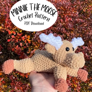 Minnie the Moose Crochet PDF Pattern | Accessories and Eye Embroidery Pattern PDF | Crochet Moose Pattern | Digital Download | Moose PDF