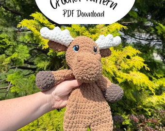 Crochet Pattern Murphy Moose Snuggler | Digital Download | Moose Lovey Pattern | Crochet Moose Snuggler PDF Download | Crochet Moose Pattern