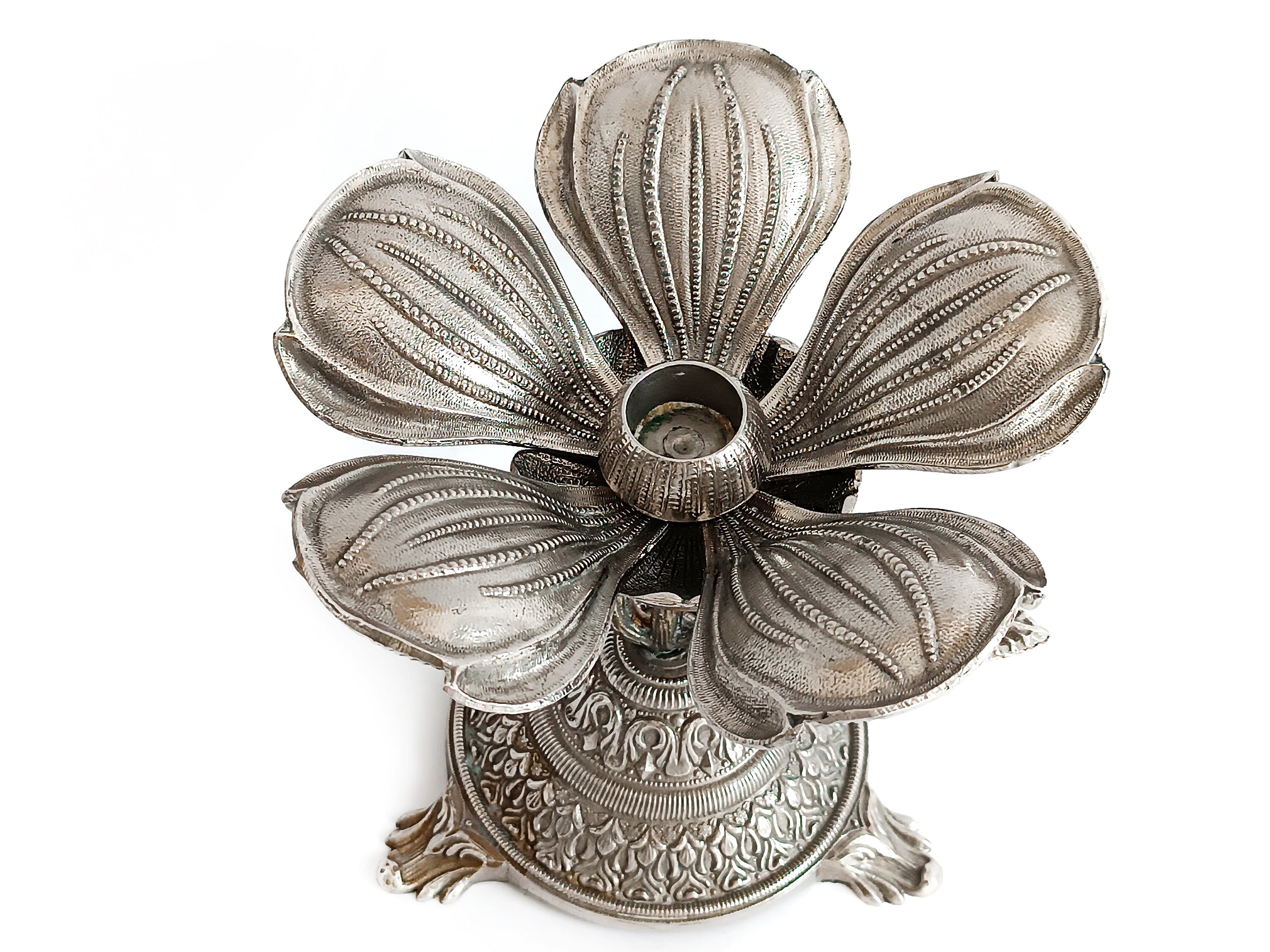 Vintage Flower Ashtray Candlestick Opened Petal Ashtray Antique