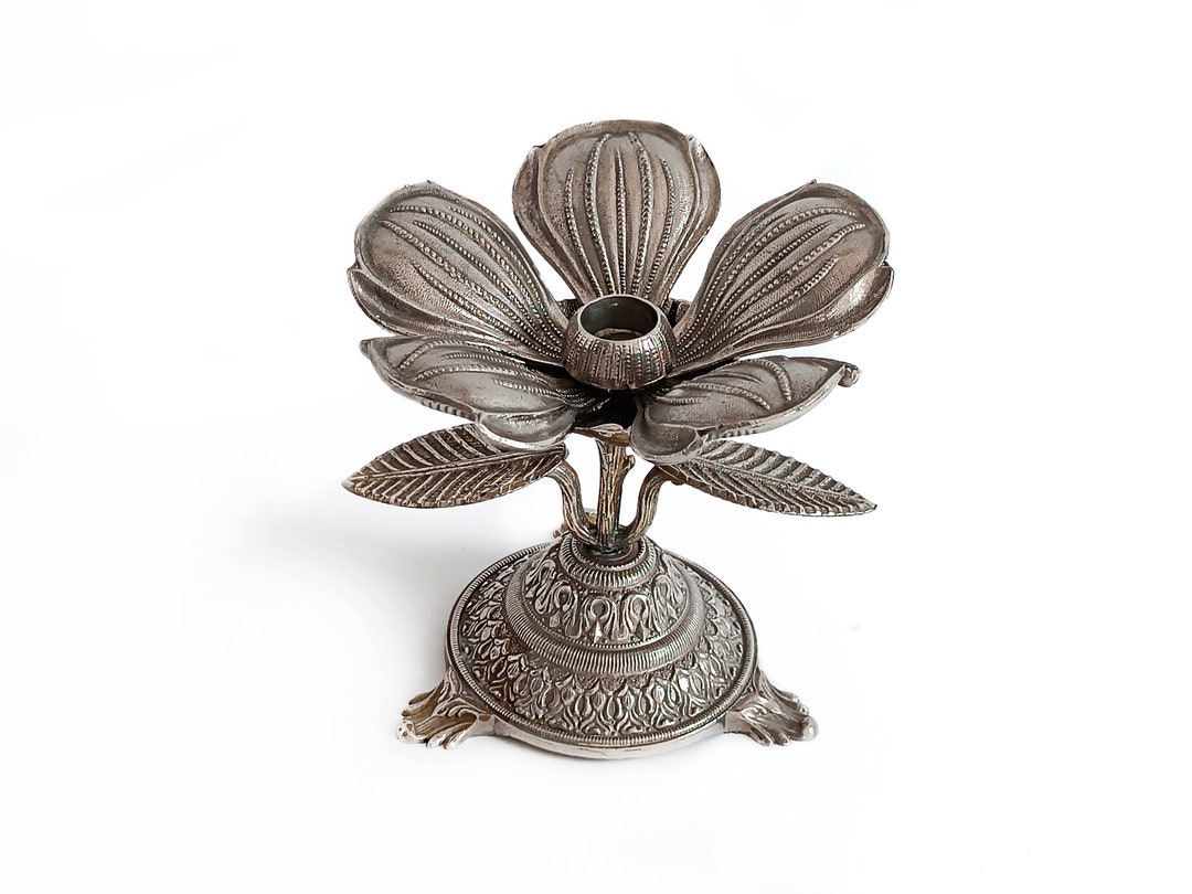 Vintage Flower Ashtray Candlestick Opened Petal Ashtray Antique