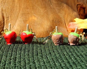 Hand Sculpted Miniature Candy or Caramel Apple Dangle Earrings