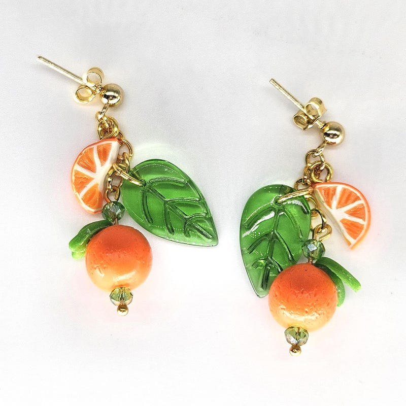 Orange - Quirklets Handpainted Clay Cookie Earrings 56