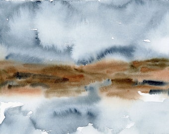 Umber Coast Giclée Print, Abstract Seascape Art