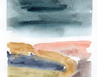 Abstract Watercolor Landscape Print, Archival Quality Paper