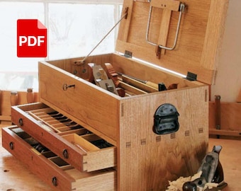 Plan de base de la commode à outils en bois avec tiroirs, plan d'armoire de la boîte à outils, plans numériques, guide PDF imprimable, projet de menuiserie DIY