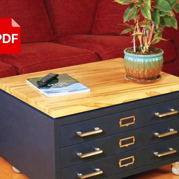 Coffee Table With Drawers Plan, Made Easy Wooden Plan, PDF Plans, Digital Plans, PDF Printable Guide, DIY Woodworking