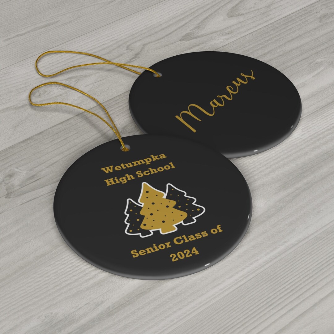 High School Senior Ornament 2024 With Name Black and Gold Etsy