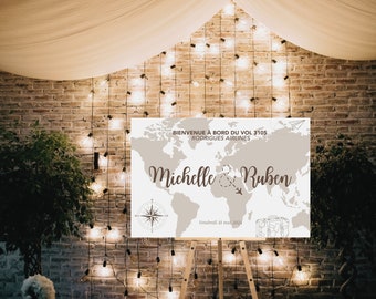 Tema de viaje Signo de bienvenida de boda - 8 diseños personalizables para elegir