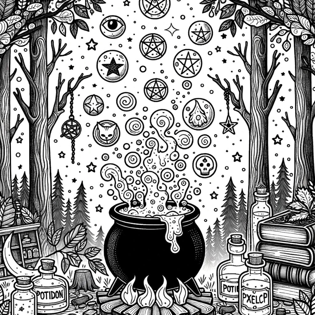Witch's Brew: Printable Coloring Page - Etsy