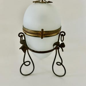 Antique, French Opaline, Perfume Egg Casket, Ormolu Bronze, Perfume Bottle 6.75”