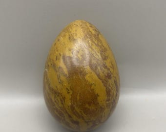 Vintage, Alabaster, Hand Carved, Stone Egg Brown & Maroon Swirl, Marble, Easter