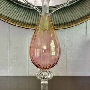 Vintage, Murano Glasvase, 1940er Jahre, Pink Swirl Doppelgriff venezianische Kunst geblasen