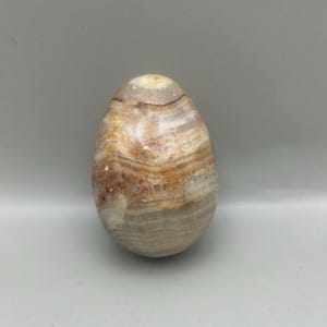 Vintage, Alabaster, Hand Carved, Stone Egg Brown & Orange Swirl, Marble, Easter