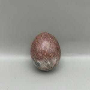 Vintage, Alabaster, Hand Carved, Stone Egg, Maroon & White, Marble, Easter Egg