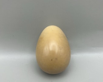 Vintage, Alabaster, Hand Carved, Stone Egg, Beige, Marble, Easter Egg