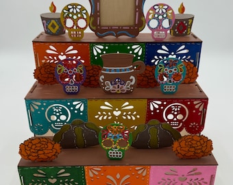 Dia De Los Muertos Altar Ofrenda with DIY Paint Kit & Picture Frame