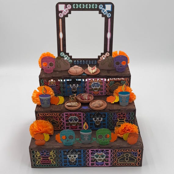 Dia De Los Muertos Day Of The Dead Ofrenda Altar (SQUARE) With DIY Paint Kit!