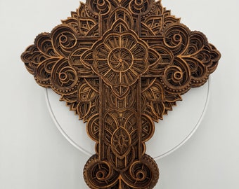 3D Religous Mandala Cross #8