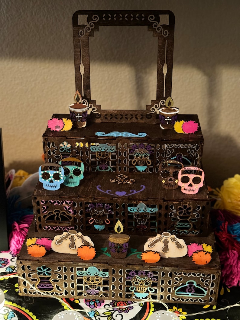 Dia De Los Muertos Day Of The Dead Ofrenda Altar (SQUARE) With DIY Paint Kit! image 8
