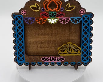 Day Of The Dead Picture Frame with DIY Paint Kit, Papel Picado