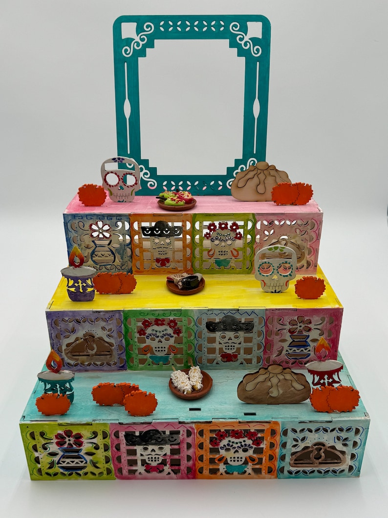 Dia De Los Muertos Day Of The Dead Ofrenda Altar (SQUARE) With DIY Paint Kit! image 3