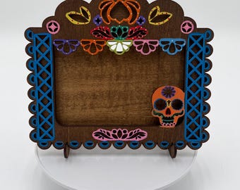 Day Of The Dead Picture Frame, DIY Paint Kit (Skull Papel Picado)