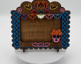 Dia De Los Muertos Picture Frame: Skull Female Papel Picado, DIY Paint Kit