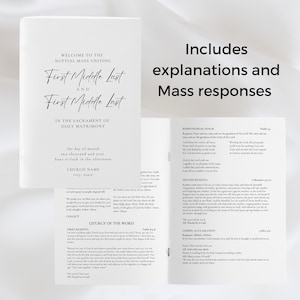 Catholic Wedding Program, Mass with Explanations & Responses, Downloadable Customizable Template, Minimalist, Explains Entire Nuptial Mass