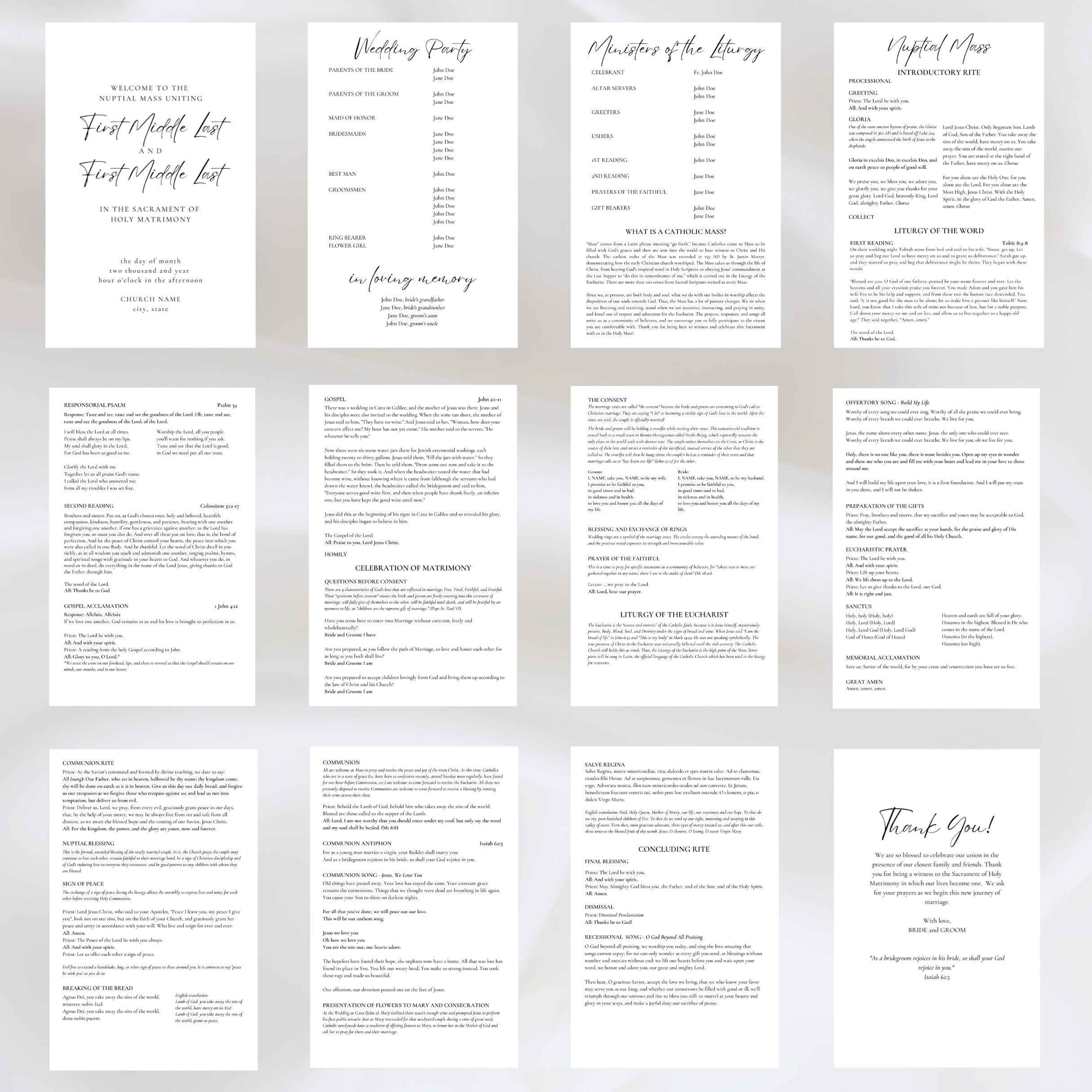 Catholic Wedding Program With Mass Responses – Explains Nuptial Mass ...
