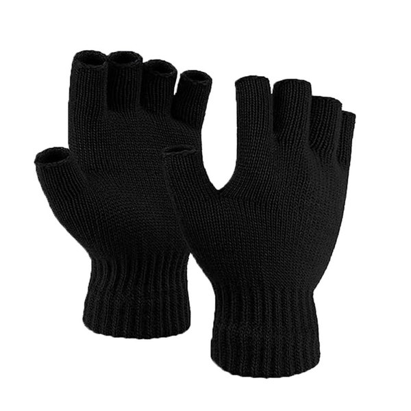 Winterhandschuhe fingerlos Strickhandschuhe Halbfinger Rippstrick Handschuhe Damen