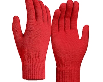 Winterhandschuhe Strickhandschuhe Rippstrick Handschuhe Rot Damen