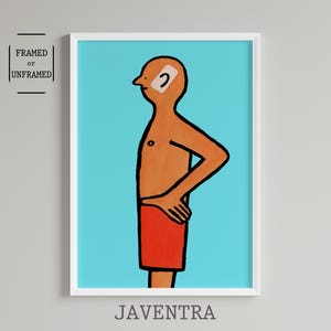 Jean Jullien - Tomar el sol / Pósters humorísticos / Lámina de Jean Jullien / Póster divertido / Decoración mural / Arte contemporáneo / Decoración del hogar / Arte pop
