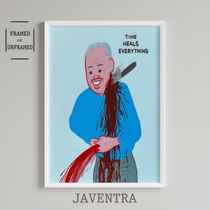 Joan Cornella - O tempo cura tudo | Cartazes de humor negro | Decoração de casa | Arte contemporânea | Cartaz engraçado | Decoração de parede | Pop art