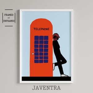 Jean Jullien - Teléfono / Pósters humorísticos / Lámina de Jean Jullien / Póster divertido / Decoración mural / Arte contemporáneo / Decoración del hogar / Arte pop