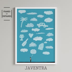 Jean Jullien - Nubes / Pósteres humorísticos / Lámina de Jean Jullien / Póster divertido / Decoración de pared / Arte contemporáneo / Decoración del hogar / Arte pop